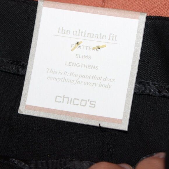 NWT Chico's Black the Ultimate Slim Fit Cropped Pants Women's Size Medium - Picture 9 of 14